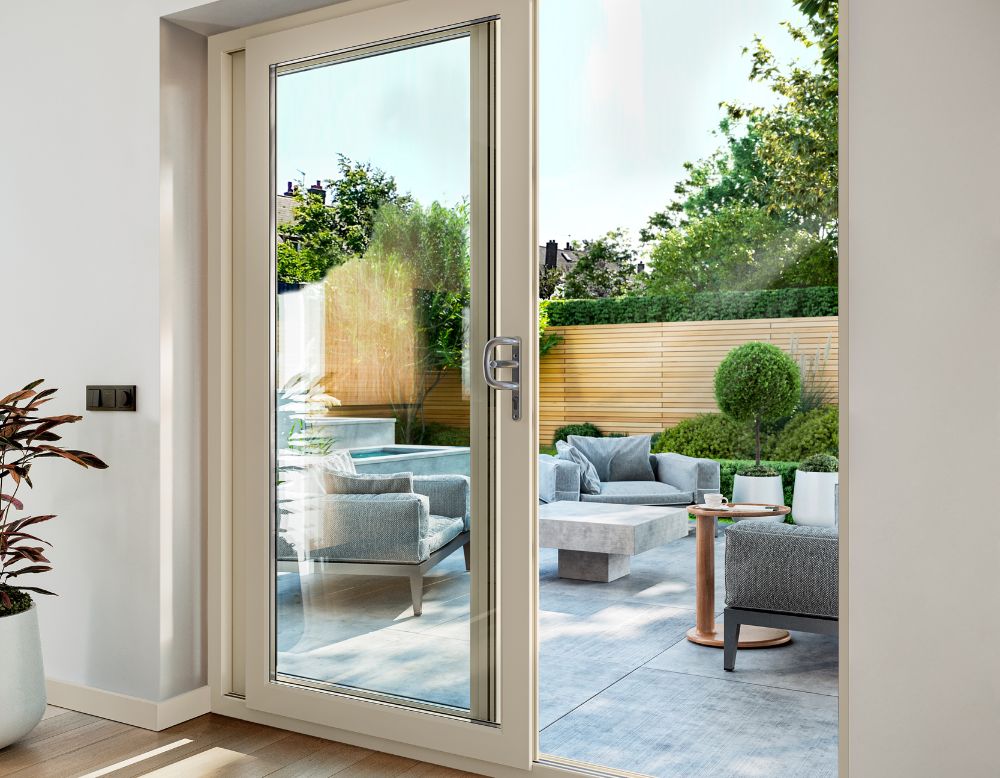 Patio doors slide back into view